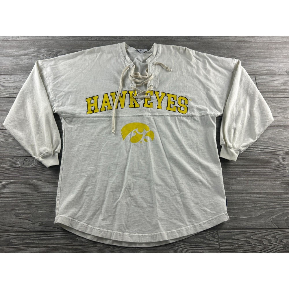 Pressbox Iowa Hawkeyes Women Spirit Jersey Lace Up Long Sleeve White Small